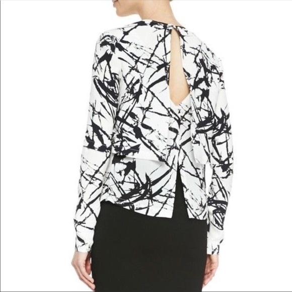 A.L.C. Presley Brushstroke Open Back Silk Top - Picture 2 of 13